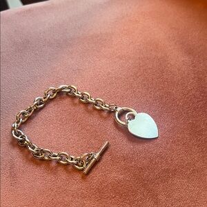 Silver Heart Charm Toggle Bracelet